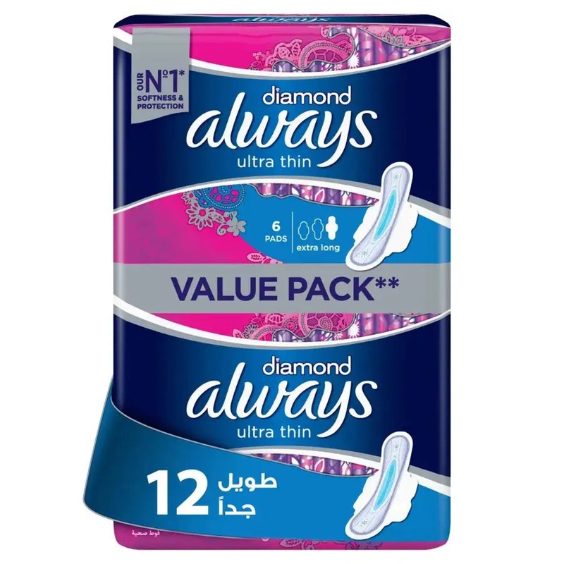 Always Diamond Ultra Thin XL Night Pads – 12’s