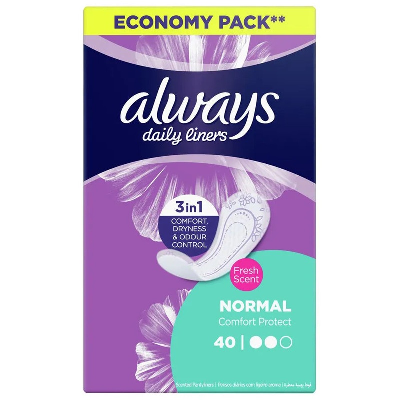 Always Liners Comfort Protect Pantyliners With Fresh Scent, 40’s