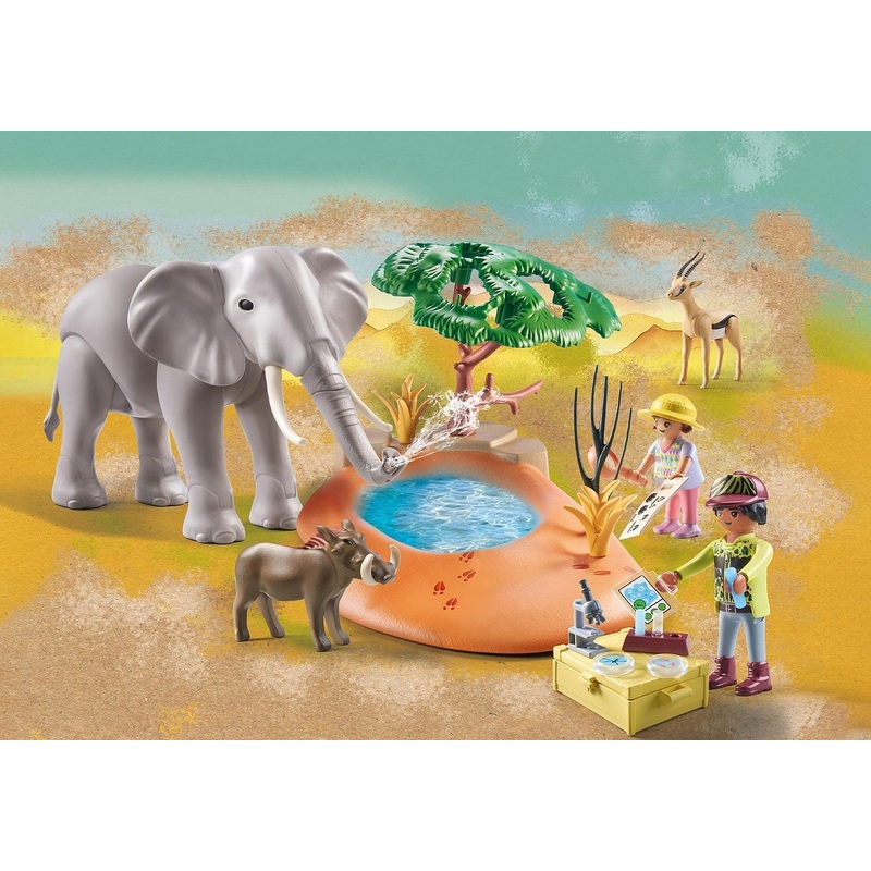 PLAYMOBIL 71294 Wiltopia – Elephant (with water shoot mechanism) at the water hole