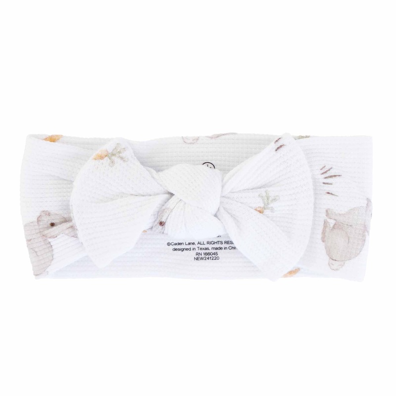 Hop Little Bunnies Waffle Bamboo Knit Large Bow Headwrap