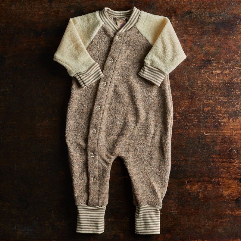 Baby & Kids Merino Wool Terry Pyjamas – Walnut/Natural