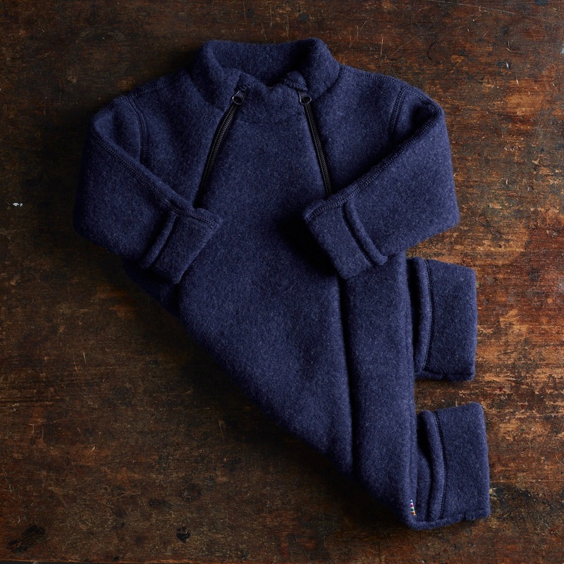 Baby & Kids Merino Wool fleece Zip Suit – Navy
