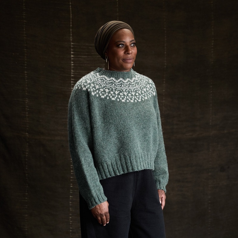Cropped Isle Womens Sweater – Heritage Wool – Seafoam