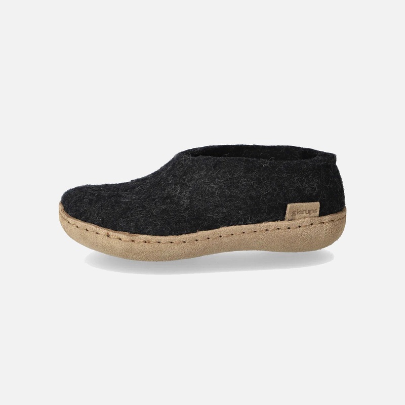 Felted Wool Slipper Shoe – Charcoal