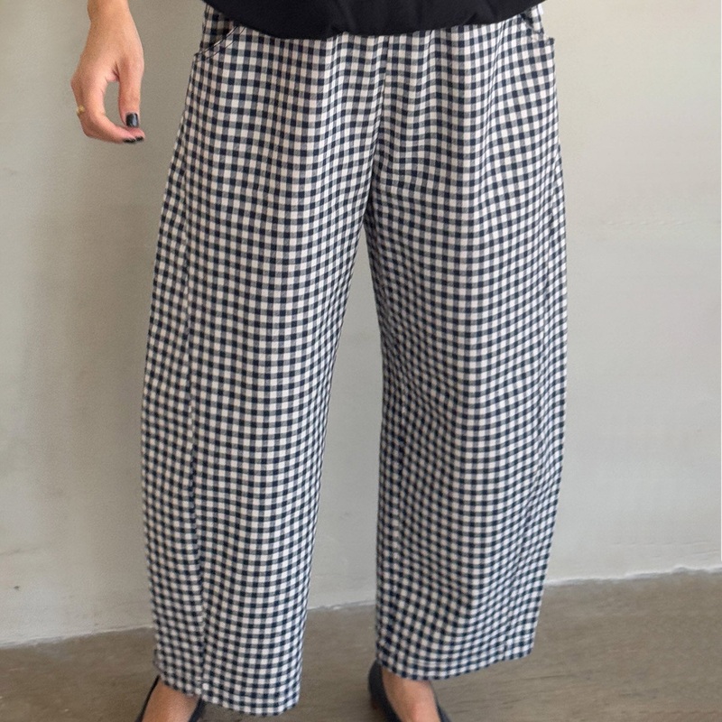 Women’s Cotton Arc Pants – Navy Gingham