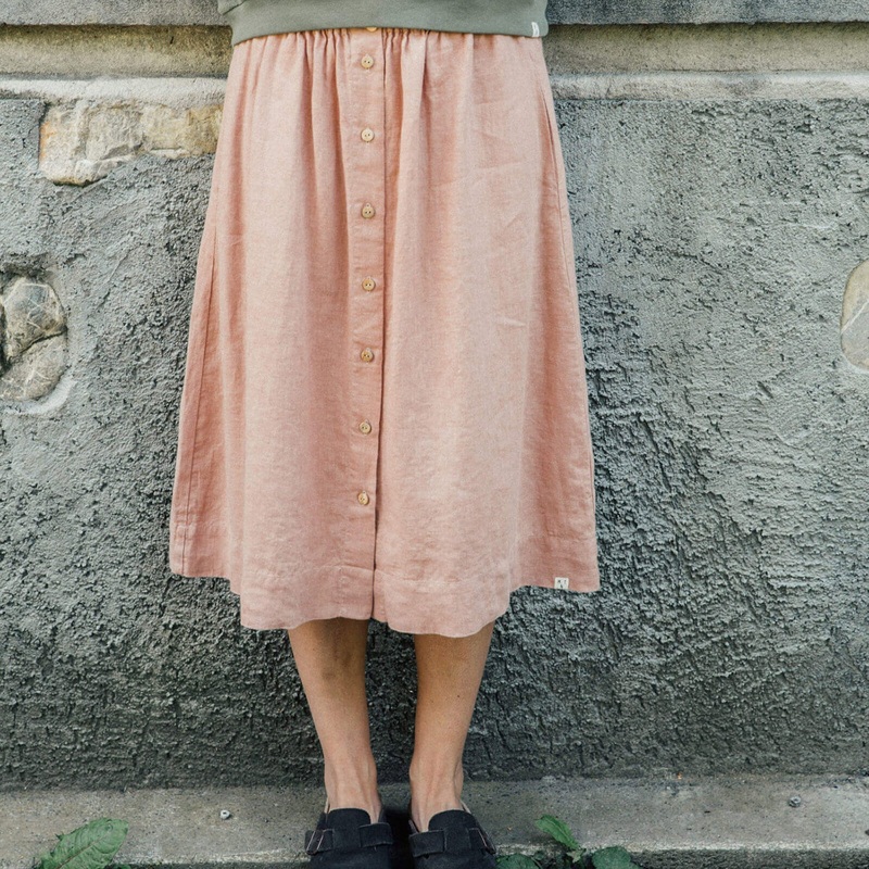 Women’s Linen Midi Skirt – Rose