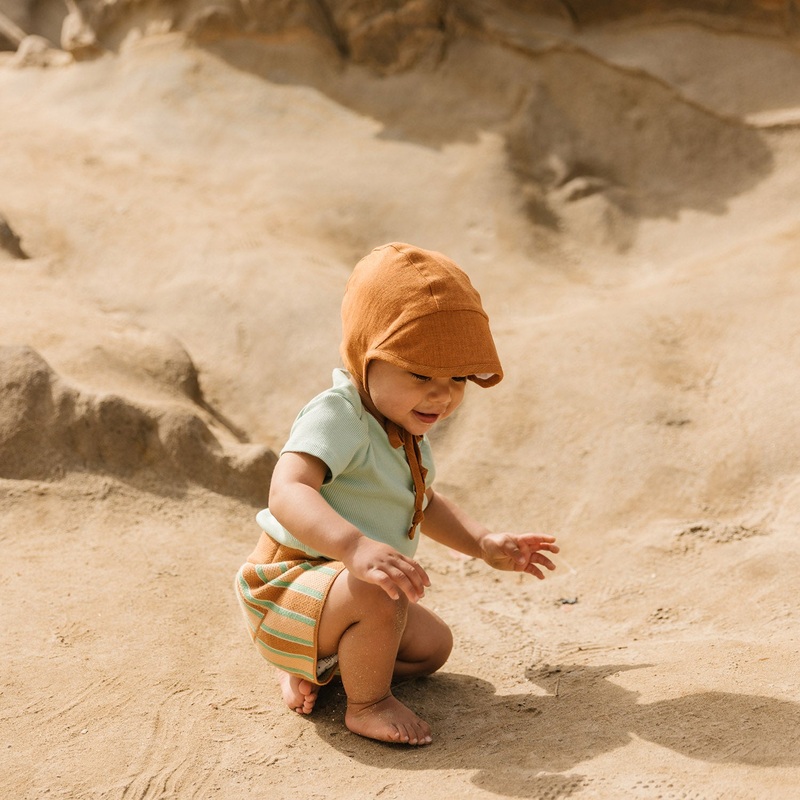 Linen Brimmed Bonnet – Rust