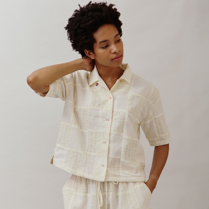 Women’s Cotton Stella Shirt – Buttermilk Patchwork